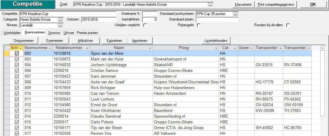 competitie-beennummers